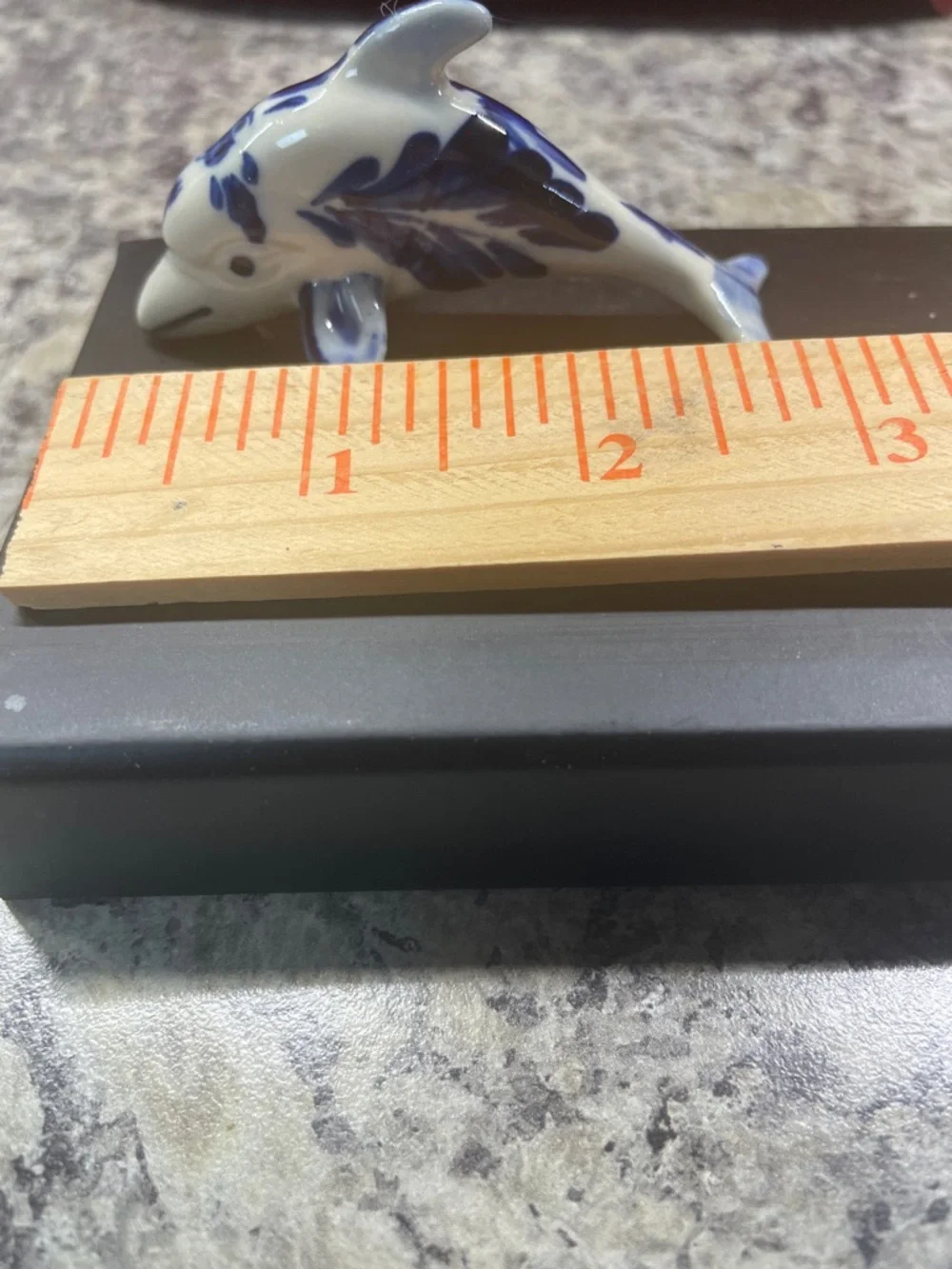 Blue and White Porcelain Dolphin Figurine - Decorative Fish Accent